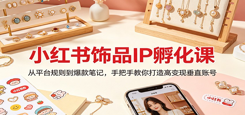 小红书饰品IP孵化课：从平台规则到爆款笔记，手把手教你打造高变现垂直账号-迦哆网创社