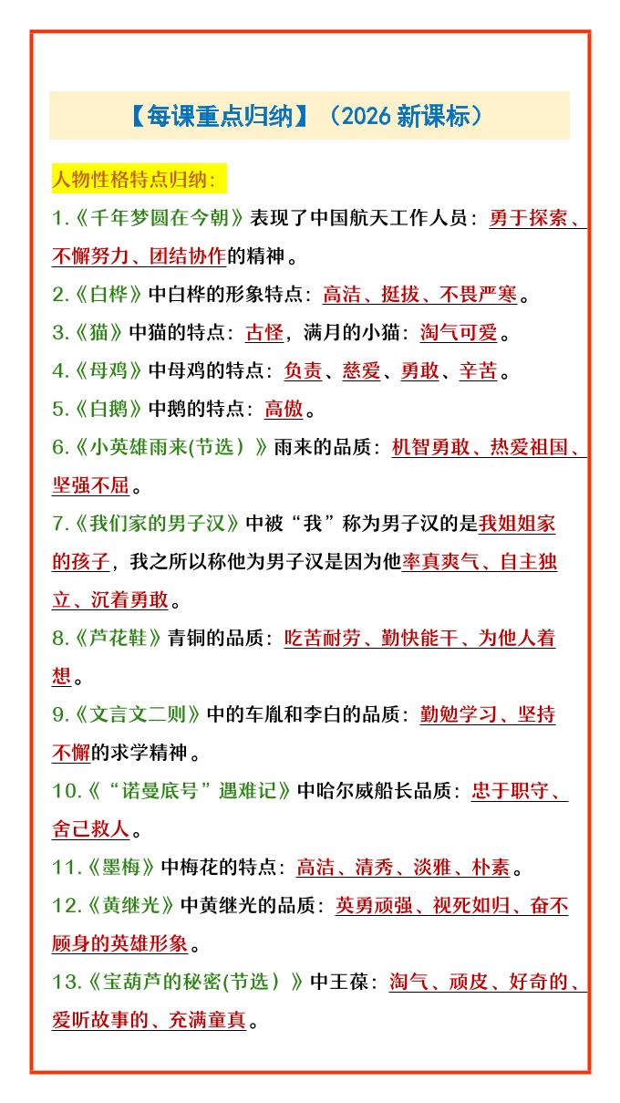 四年级下语文每课重点归纳-迦哆网创社