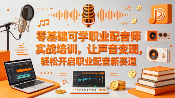 零基础可学职业配音师实战培训，让声音变现，轻松开启职业配音新赛道-迦哆网创社