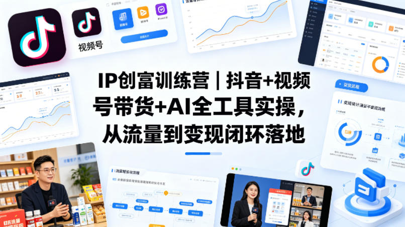 IP创富训练营｜抖音+视频号带货+AI全工具实操，从流量到变现闭环落地-迦哆网创社