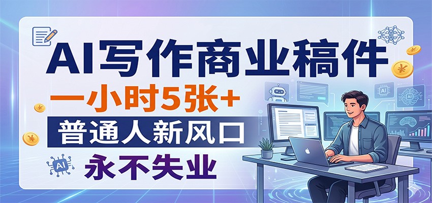 AI写作商业稿件，一小时5张+，普通人新风口，永不失业-迦哆网创社