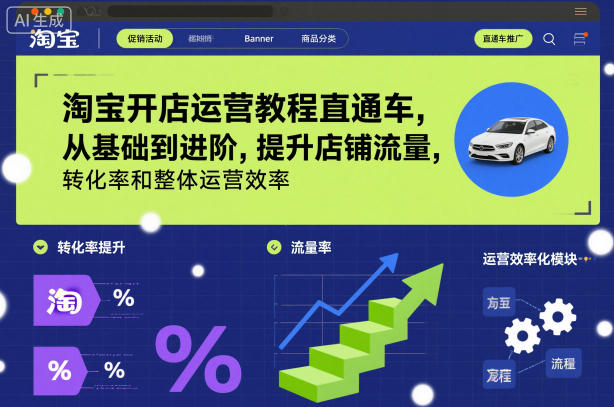 淘宝开店运营教程直通车，从基础到进阶，提升店铺流量，转化率和整体运营效率(更新26年4月20日)-迦哆网创社