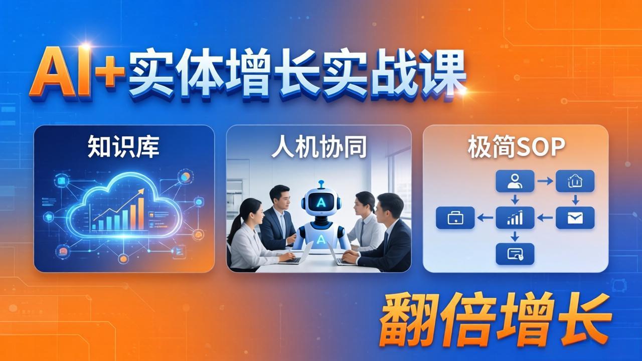 AI+实体增长实战课：知识库+人机协同+极简SOP，助力实体业务翻倍增长-迦哆网创社