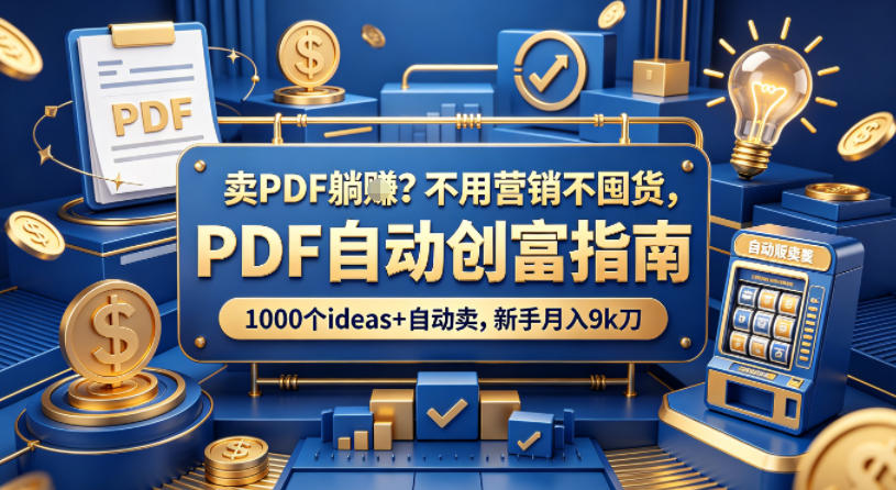 卖PDF躺賺？不用营销不囤货，PDF自动创富指南，1000个ideas+自动卖，新手月入9k刀【原创双语字幕】-迦哆网创社