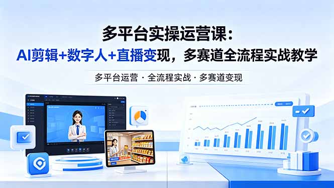 某团队多平台实操运营课-更新26年4月20：AI剪辑+数字人+直播变现，多赛道全流程实战教学-迦哆网创社