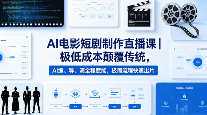 AI电影短剧制作直播课｜极低成本颠覆传统，AI编、导、演全程赋能，极简流程快速出片-迦哆网创社