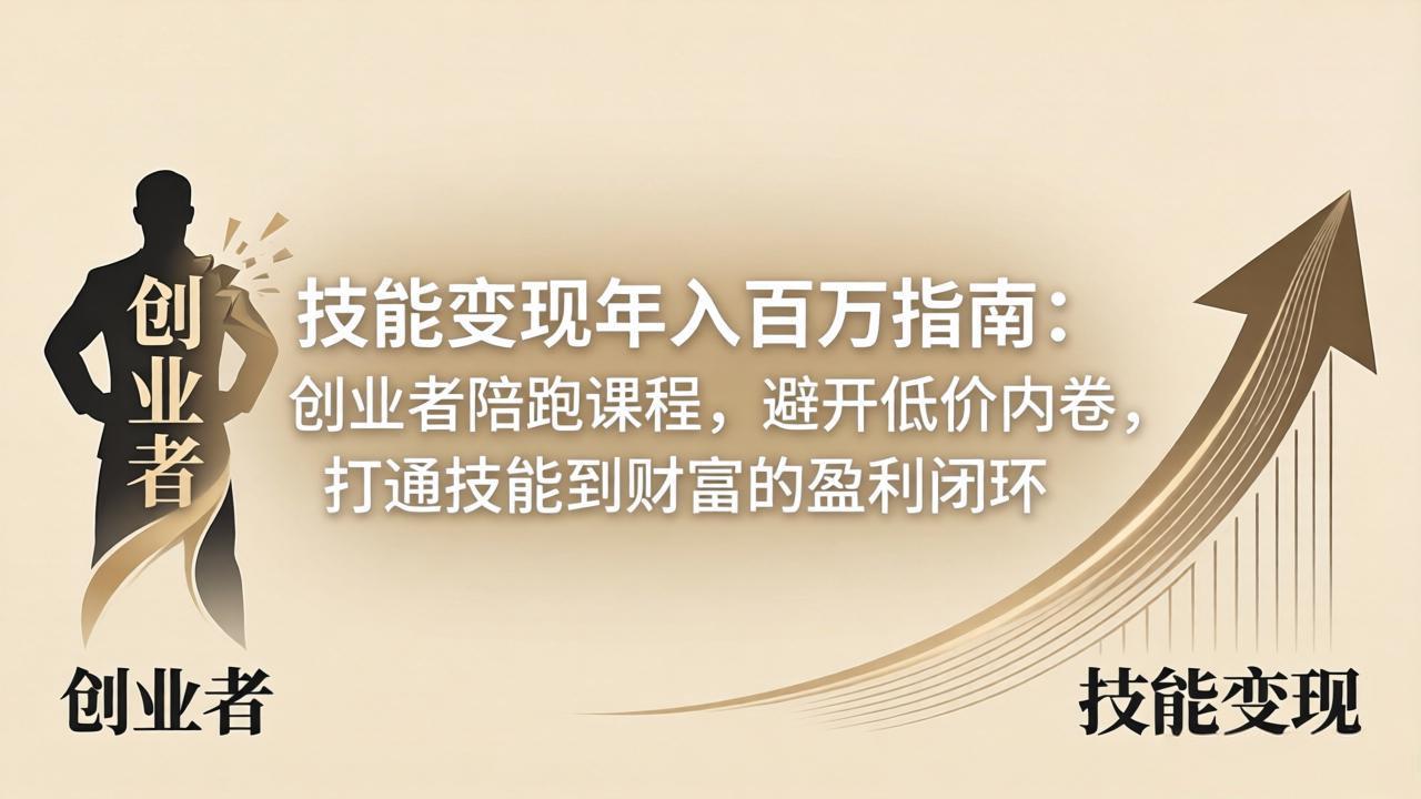 技能变现年入百万指南：创业者陪跑课程，避开低价内卷，打通技能到财富的盈利闭环-迦哆网创社