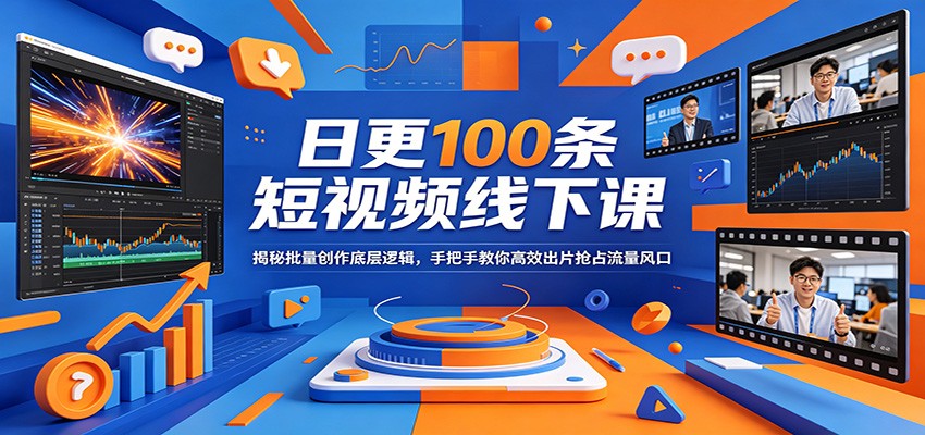 日更100条短视频线下课：揭秘批量创作底层逻辑，手把手教你高效出片抢占流量风口-迦哆网创社