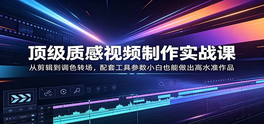 顶级质感视频制作实战课：从剪辑到调色转场，配套工具参数小白也能做出高水准作品-迦哆网创社