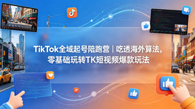 TikTok全域起号陪跑营｜吃透海外算法，零基础玩转TK短视频爆款玩法-迦哆网创社
