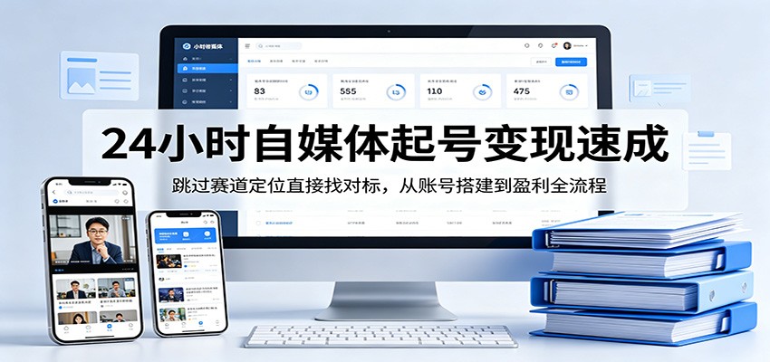 24小时自媒体起号变现速成，跳过赛道定位直接找对标，从账号搭建到盈利全流程-迦哆网创社