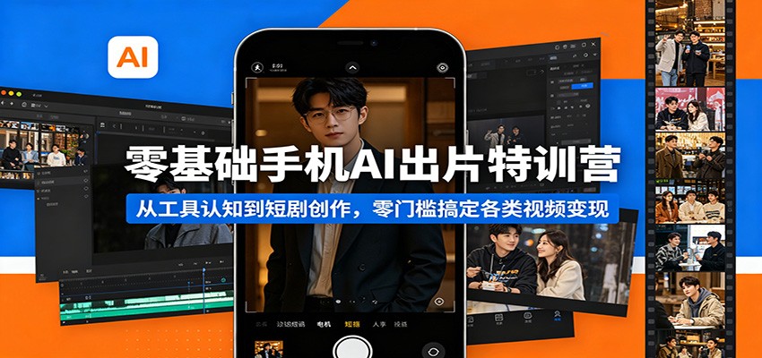 零基础手机AI出片特训营：从工具认知到短剧创作，零门槛搞定各类视频变现-迦哆网创社