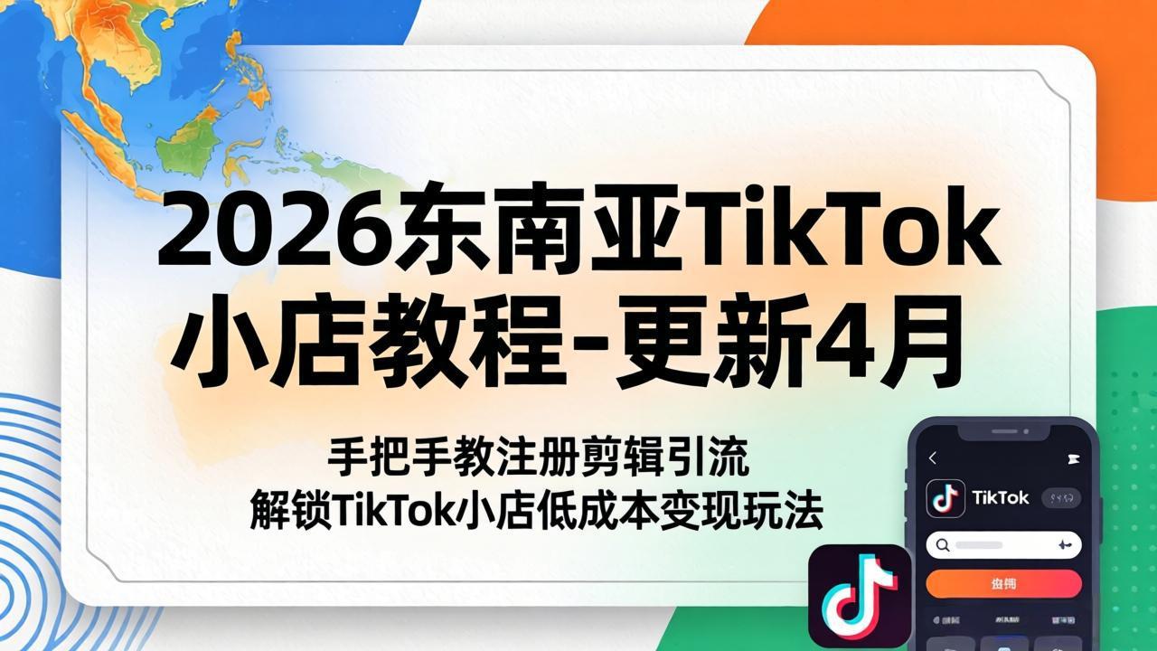 2026东南亚TikTok小店教程-更新4月，手把手教注册剪辑引流，解锁TikTok小店低成本变现玩法-迦哆网创社