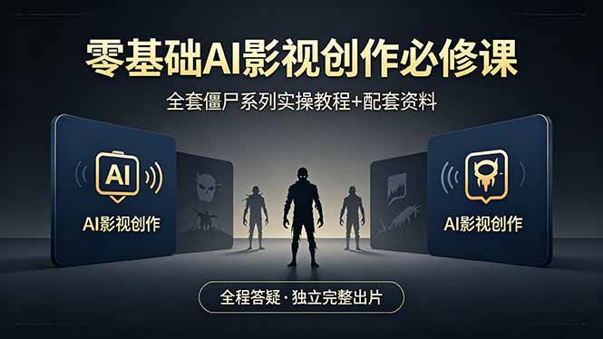 零基础AI影视创作必修课，全套僵尸系列实操教程加配套资料，全程答疑带你独立完整出片-迦哆网创社