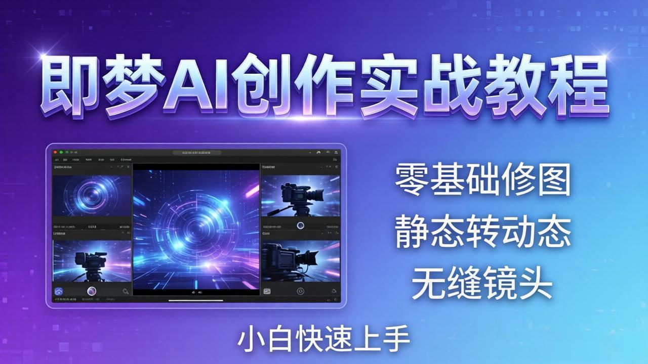 即梦AI创作实战教程，从零基础修图到AI导演，实战教学静态转动态+无缝镜头，小白快速上手-迦哆网创社