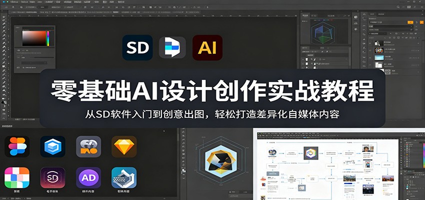零基础AI设计创作实战教程：从SD软件入门到创意出图，轻松打造差异化自媒体内容-迦哆网创社