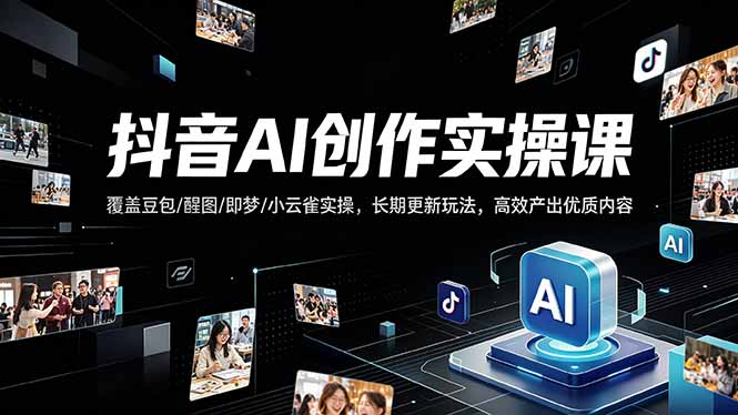 抖音AI创作变现课，覆盖豆包/醒图/即梦/小云雀实操，长期更新玩法，高效产出优质内容-迦哆网创社