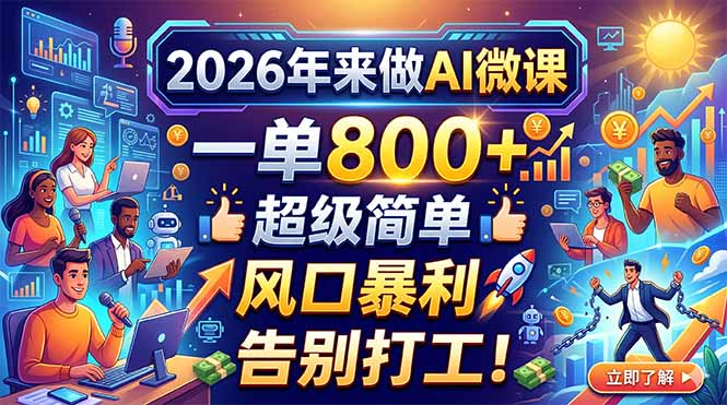 2026年来做AI微课，一单800+，超级简单，风口暴利，告别打工！-迦哆网创社