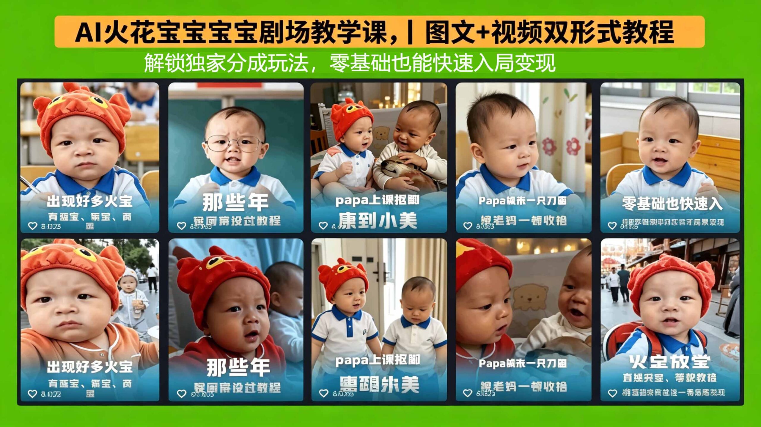 AI火花宝宝宝宝剧场教学课，图文+视频双形式教程，解锁独家分成玩法，零基础也能快速入局变现-迦哆网创社