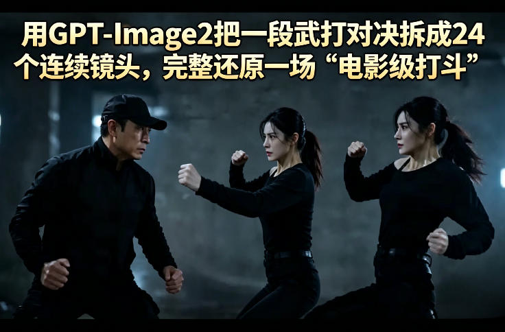 用GPT-Image2把一段武打对决拆成24个连续镜头，完整还原一场“电影级打斗”-迦哆网创社