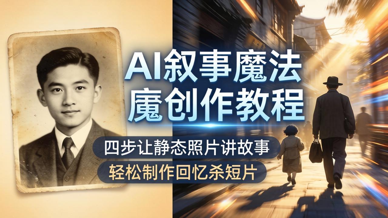 AI叙事魔法创作教程，四步让静态照片讲故事，老照片修复加动态特效，轻松制作回忆杀短片-迦哆网创社