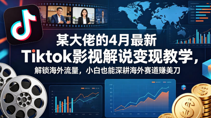 某大佬的4月最新Tiktok影视解说变现教学，解锁海外流量，小白也能深耕海外赛道賺美刀-迦哆网创社