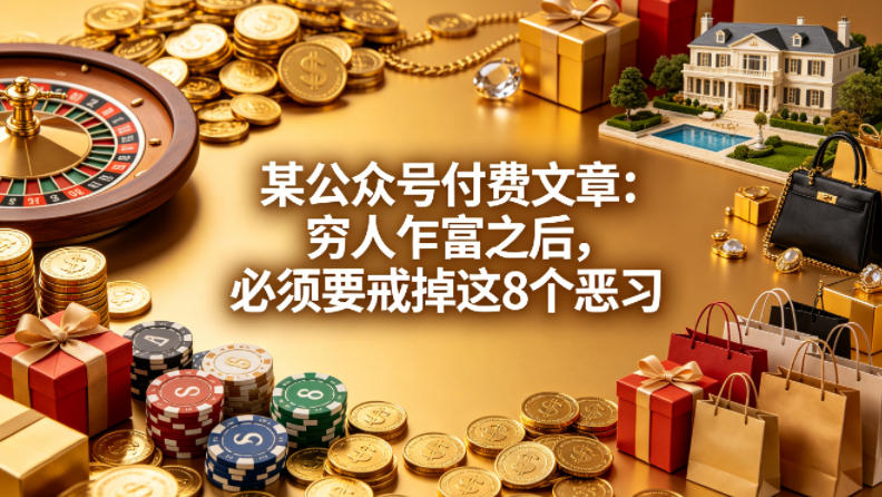 某公众号付费文章：穷人乍富之后，必须要戒掉这8个恶习-迦哆网创社