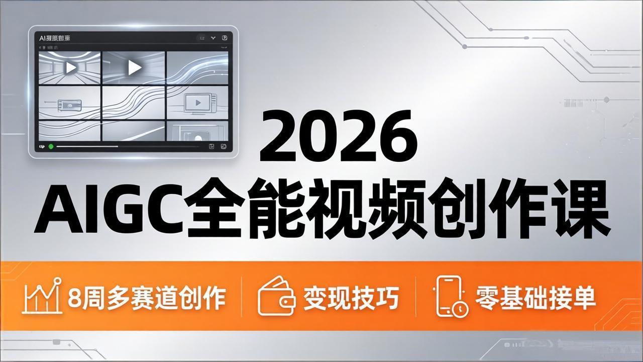 2026AIGC全能视频创作课，8周吃透多赛道创作+变现，零基础也能高效出片接单-迦哆网创社