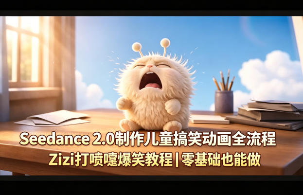 Seedance 2.0制作儿童搞笑动画全流程Zizi打喷嚏爆笑教程｜零基础也能做-迦哆网创社