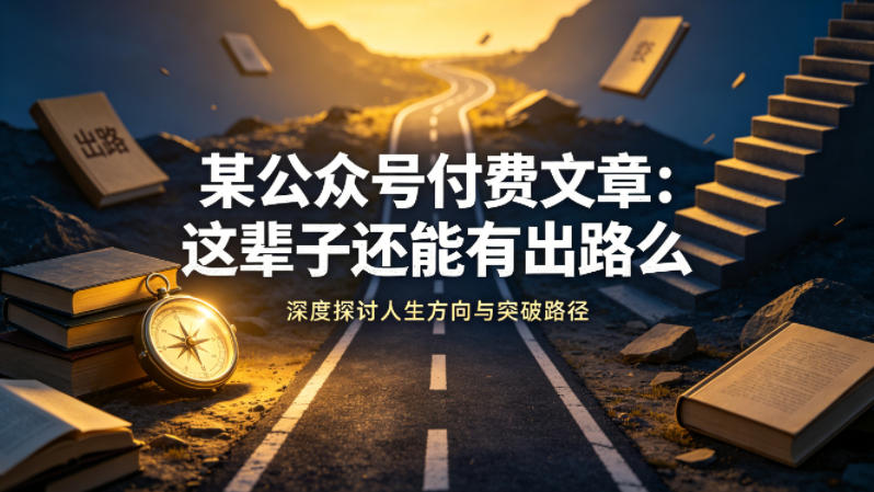 某公众号付费文章：这辈子还能有出路么-迦哆网创社