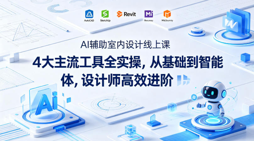 AI辅助室内设计线上课｜4大主流工具全实操，从基础到智能体，设计师高效进阶-迦哆网创社