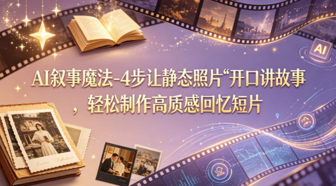 AI叙事魔法-4步让静态照片“开口讲故事”，轻松制作高质感回忆短片-迦哆网创社