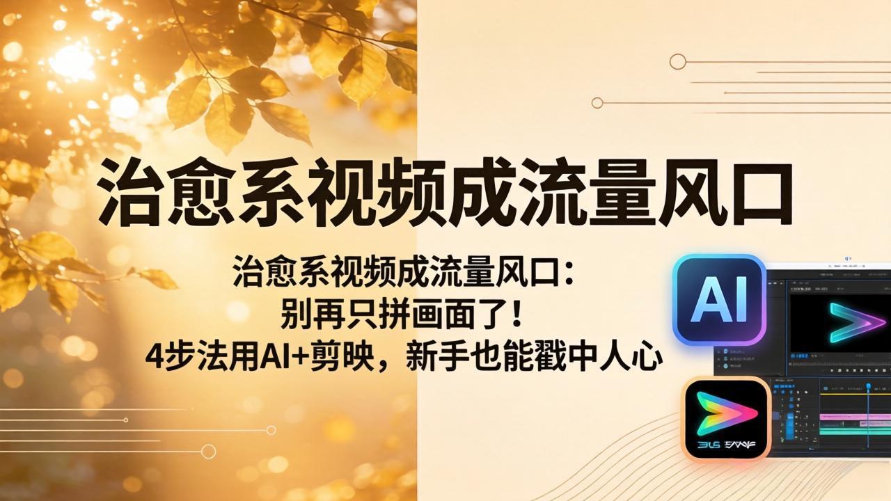 治愈系视频成流量风口：别再只拼画面了！4步法用AI+剪映，新手也能戳中人心-迦哆网创社