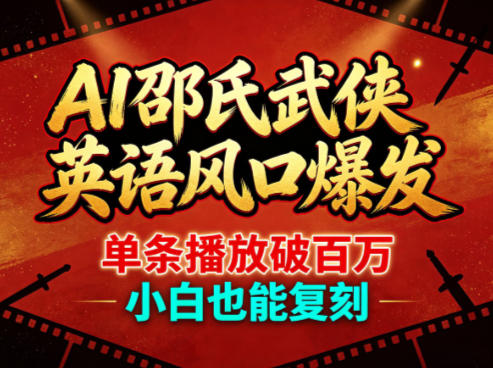 AI邵氏武侠英语风口爆发，单条播放破百万，小白也能复刻-迦哆网创社