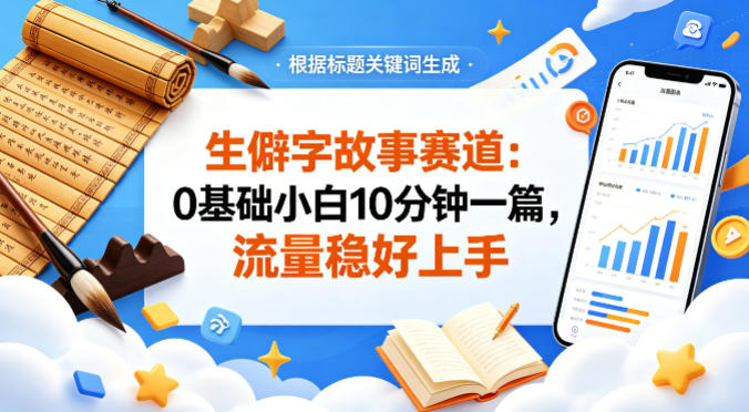 公众号流量主——生僻字故事赛道，流量稳，好上手，0基础小白也能10分钟一篇-迦哆网创社