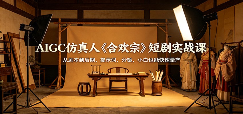 AIGC仿真人《合欢宗》短剧实战课：从剧本到后期，提示词，分镜，小白也能快速量产-迦哆网创社