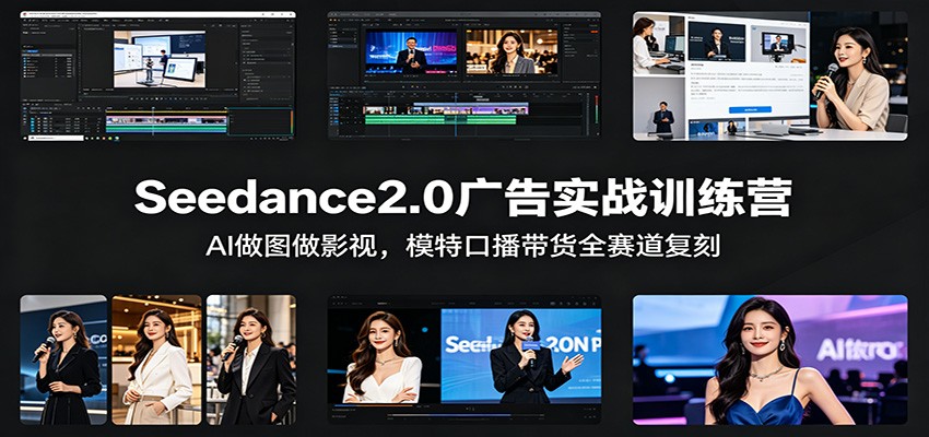 Seedance2.0广告实战训练营：AI做图做影视，模特口播带货全赛道复刻-迦哆网创社