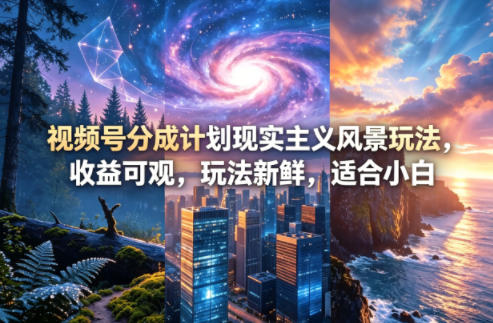 视频号分成计划现实主义风景玩法，收益可观，玩法新鲜，适合小白-迦哆网创社