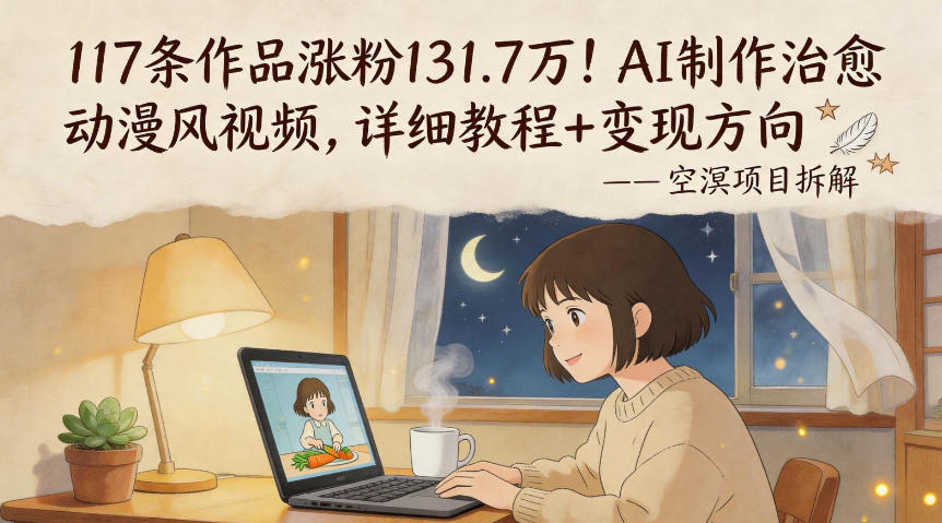 117条作品涨粉131.7W！AI制作治愈动漫风视频，详细教程+变现方向-迦哆网创社