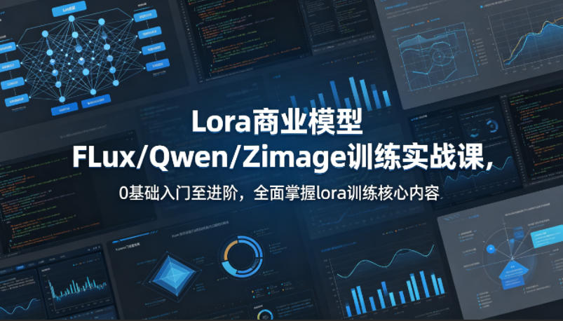 系统性学习Lora商业模型FLux／Qwen／Zimage训练实战课，0基础入门至进阶，全面掌握lora训练核心内容-迦哆网创社