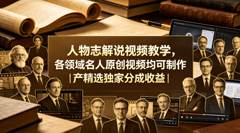 人物志解说视频教学，各领域名人原创视频均可制作丨精选独家分成收益(更新0430)-迦哆网创社