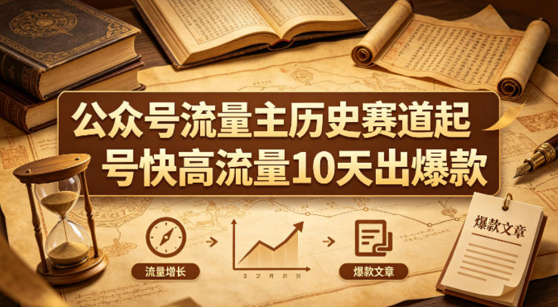 公众号流量主之历史赛道，起号快+高流量，10天就能出爆款！-迦哆网创社
