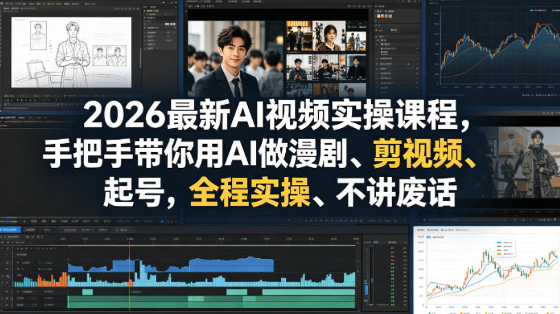 2026最新AI视频实操课程，手把手带你用AI做漫剧、剪视频、起号，全程实操、不讲废话-迦哆网创社