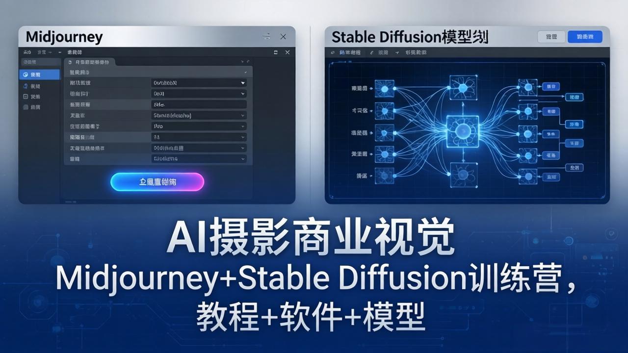 AI摄影商业视觉Midjourney+Stable Diffusion训练营，教程+软件+模型-迦哆网创社