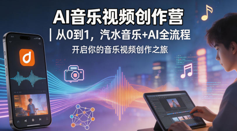 AI音乐视频创作营｜从0到1，汽水音乐+AI全流程，开启你的音乐视频创作之旅-迦哆网创社