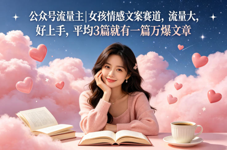 公众号流量主女孩情感文案赛道，流量大，好上手，平均3篇就有一篇万爆文章-迦哆网创社
