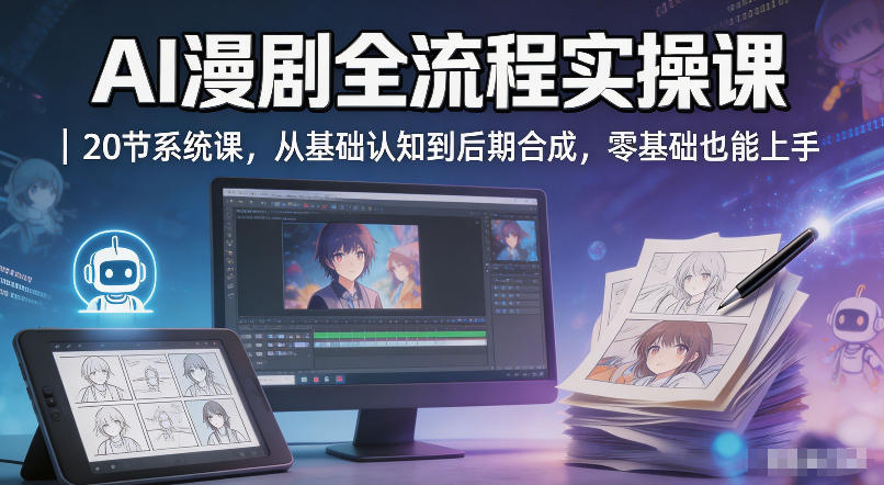 AI漫剧全流程实操课｜20节系统课，从基础认知到后期合成，零基础也能上手-迦哆网创社