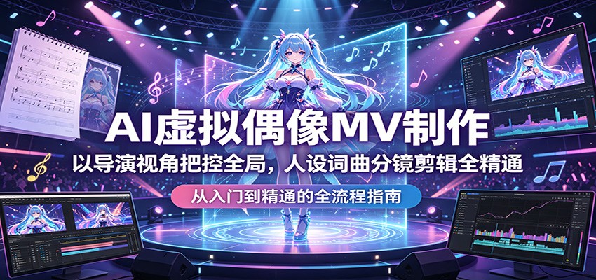 AI虚拟偶像MV制作：以导演视角把控全局，人设词曲分镜剪辑全精通-迦哆网创社