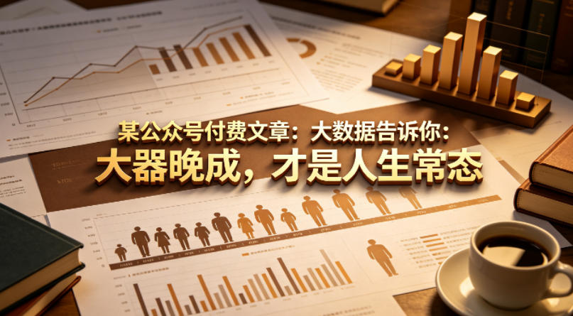 某公众号付费文章：大数据告诉你：大器晚成，才是人生常态-迦哆网创社