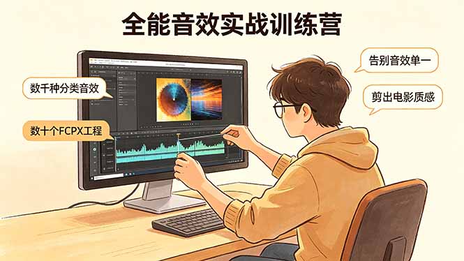 全能音效实战训练营：数千种分类音效+数十个FCPX工程，告别音效单一，剪出电影质感-迦哆网创社